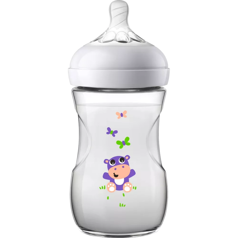 Philips AVENT Babyfles Natural 2.0 paars met siliconenspeen, 0-6 maanden, 260ml, 1 stuk