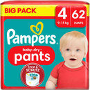 Pampers Baby Pants Baby Dry taille 4 Maxi (9-15 kg), paquet en vrac, 62 pièces.