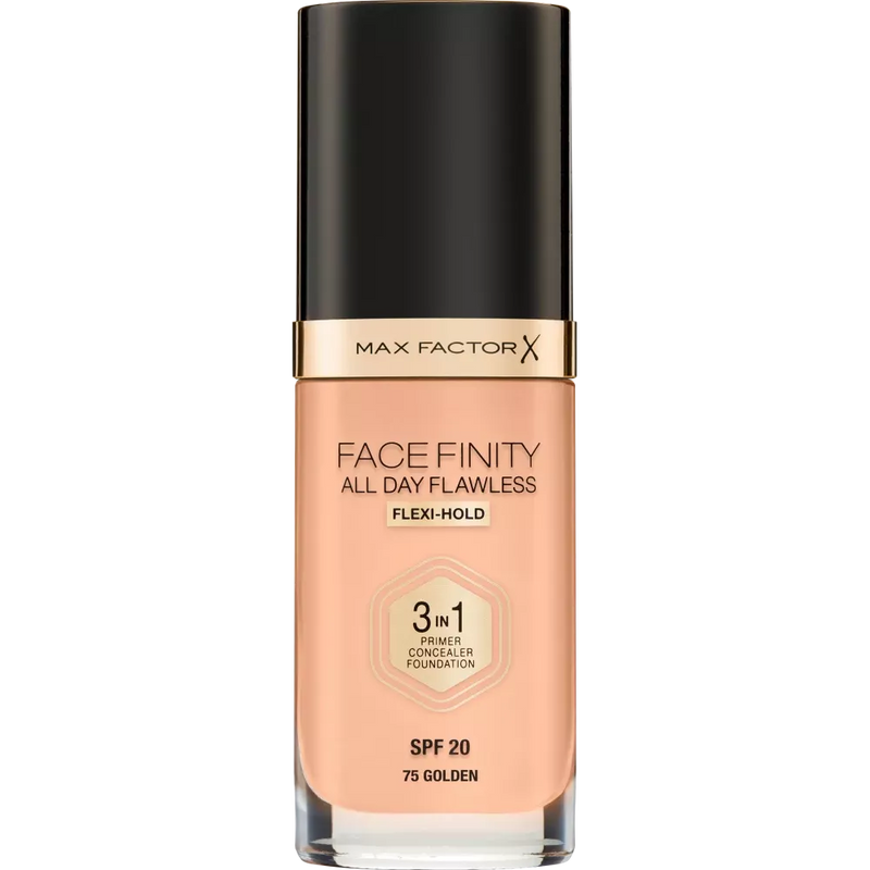 MAX FACTOR Make-up Face Finity All Day Flawless 3in1 Foundation Golden 75, SPF 20, 30 ml