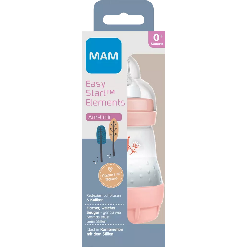 MAM Babyfles Easy Start Anti-Colic Elements roze 160 ml, 1 stuk