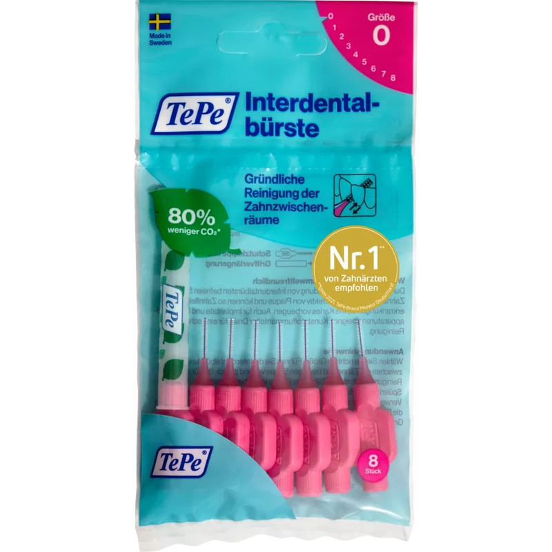 TePe Interdentale ragers roze 0,4 mm ISO 0, 8 stuks.
