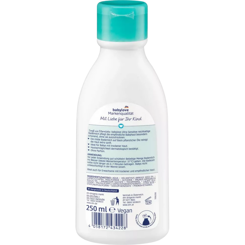 babylove Badtoevoeging badmelk ultra sensitive, 250 ml