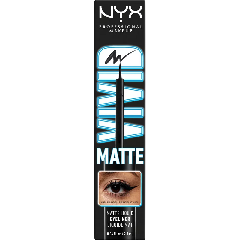NYX PROFESSIONAL MAKEUP Eyeliner Vivid Matte 01 Zwart, 2 ml