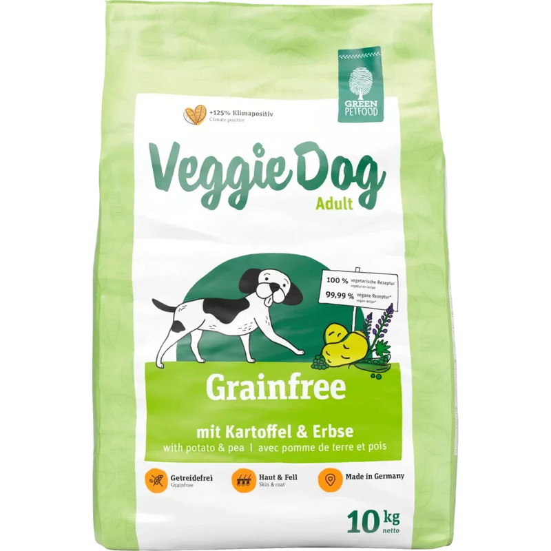 Green Petfood VeggieDog Grainfree, honden droogvoer, adult, met aardappel en erwt, 10 kg