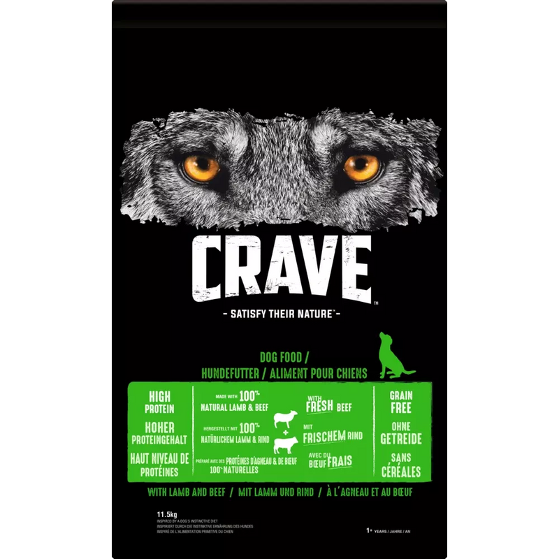 Crave Honden Droogvoer, Adult met lam & rund, 11,5 kg
