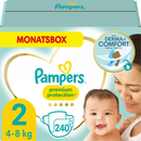 Pampers Luiers Premium Bescherming Nieuwe Baby Maat 2 Mini, 4-8kg, Maandbox, 240 stuks