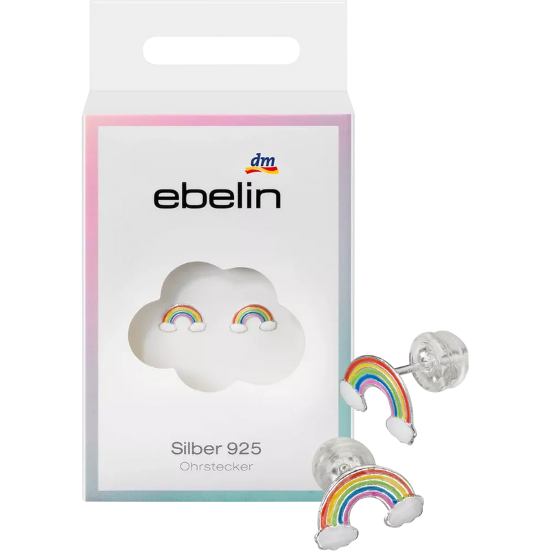 Boucles d'oreilles puces arc-en-ciel pour enfant ebelin, argent 925, 2 pièces.