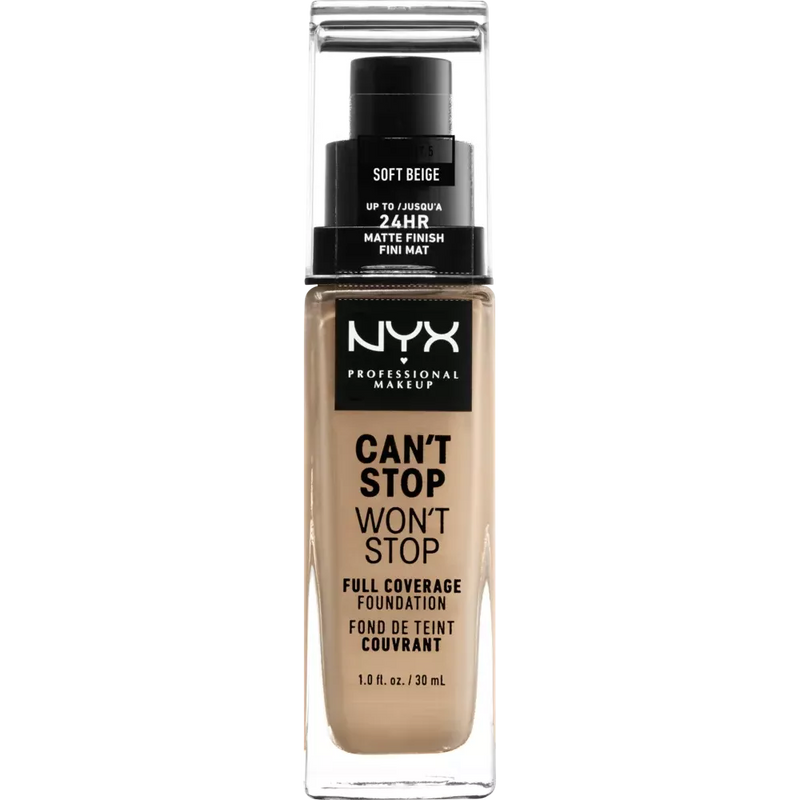 NYX PROFESSIONAL MAKEUP Foundation Can't Stop Won't Stop 24-Hour Soft Beige 7.5, 30 ml