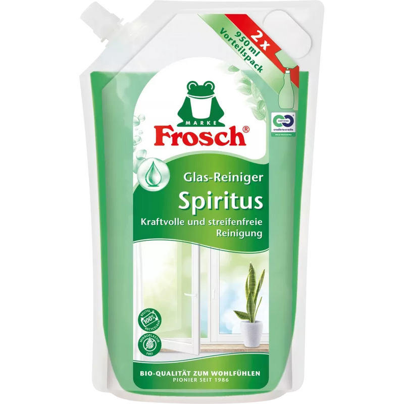 Frosch Glasreiniger spiritus navulverpakking, 950 ml