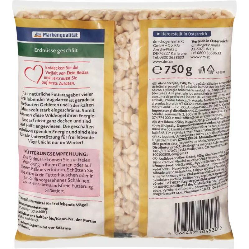 Dein Bestes Vogelzaad, pinda's gedopt, Exquisit, 750 g