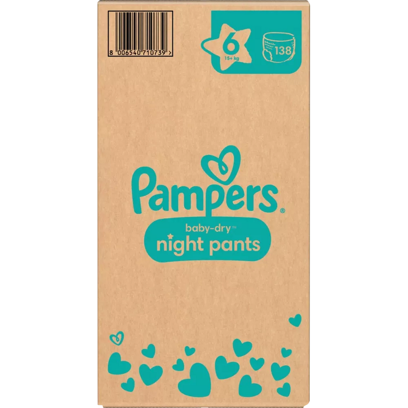 Pampers Babybroekjes nacht Baby Dry maat 6 (15+ kg), maandelijkse doos, 138 stuks.