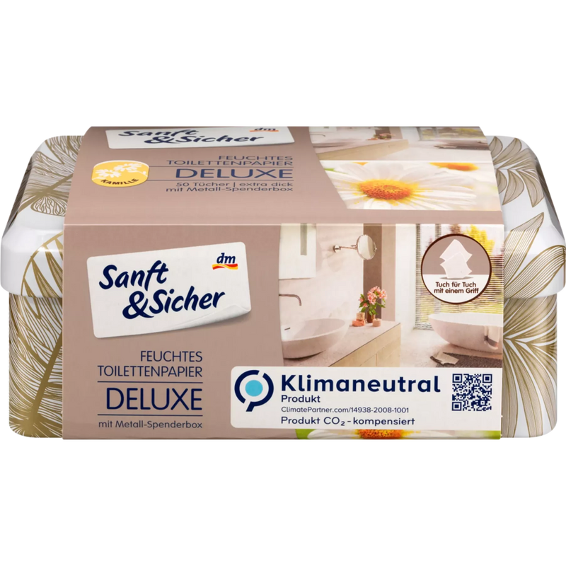 Sanft&Sicher Vochtig toiletpapier Deluxe Kamille Doos, 50 stuks.