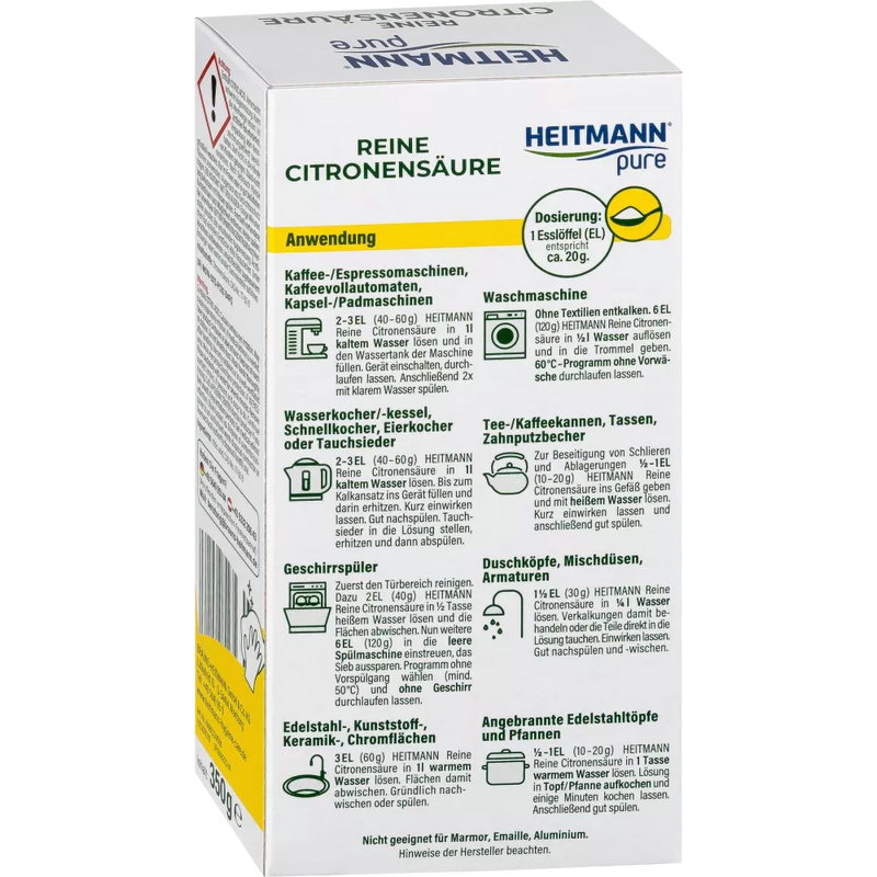 Heitmann Pure Ontkalker Kalkreiniger met citroenzuurpoeder, 350 g