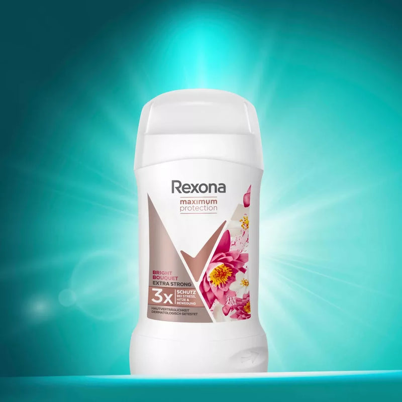 Rexona Antitranspirant Deostick, maximale bescherming, helder boeket, extra sterk, 40 ml