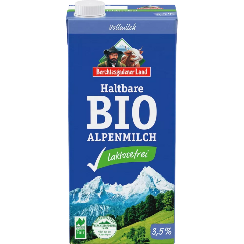 Berchtesgadener Land Melk, houdbare alpenmelk, 3,5% vet, lactosevrij, 1 l