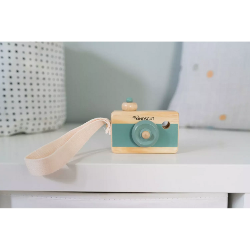 Kindsgut Houten camera aquamarijn, 1 stuk