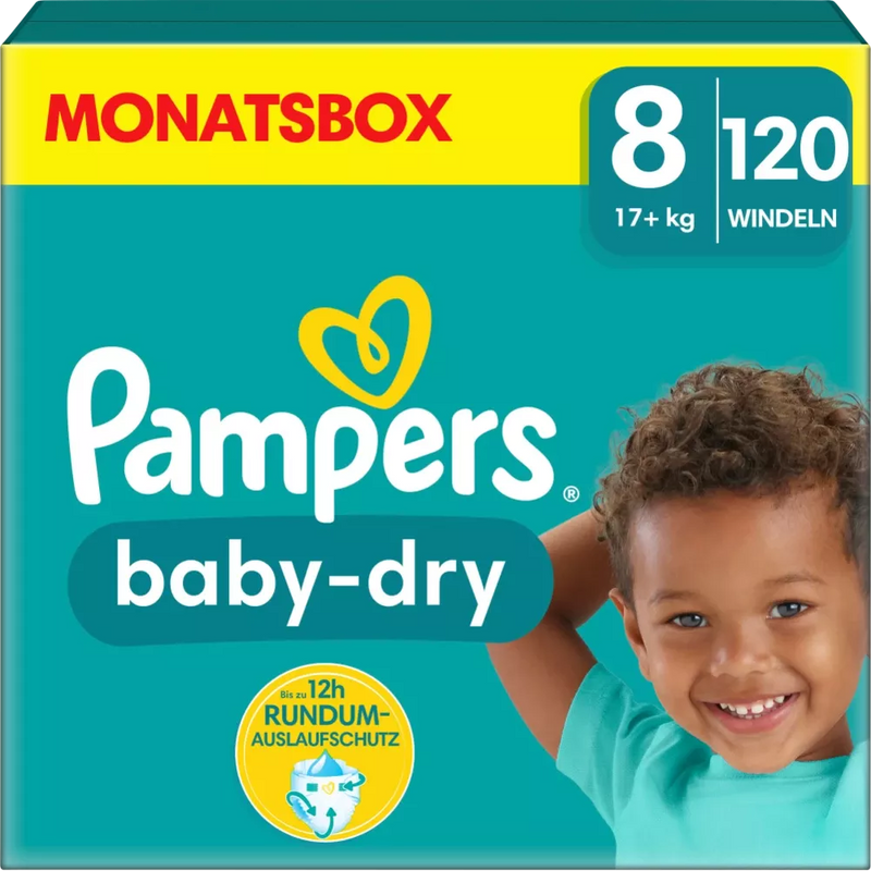Pampers Luiers Baby Dry Gr.8 Extra Large (17+ kg), maandelijkse doos, 120 stuks.
