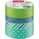 Profissimo Washi tape "Groen/Blauw", 4 stuks.