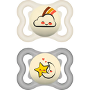 MAM Sucette Supreme Night silicone, crème/gris, 0-6 mois, 2 pièces