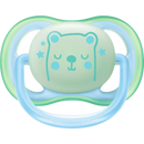 Philips AVENT Soother ultra air night silicone, blauw/groen, 0-6 maanden, 2 stuks.