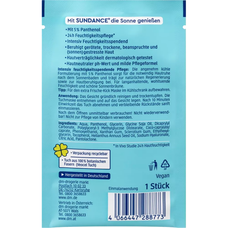 SUNDANCE SUNDANCE After Sun Panthenol Doekmasker, 1 st.