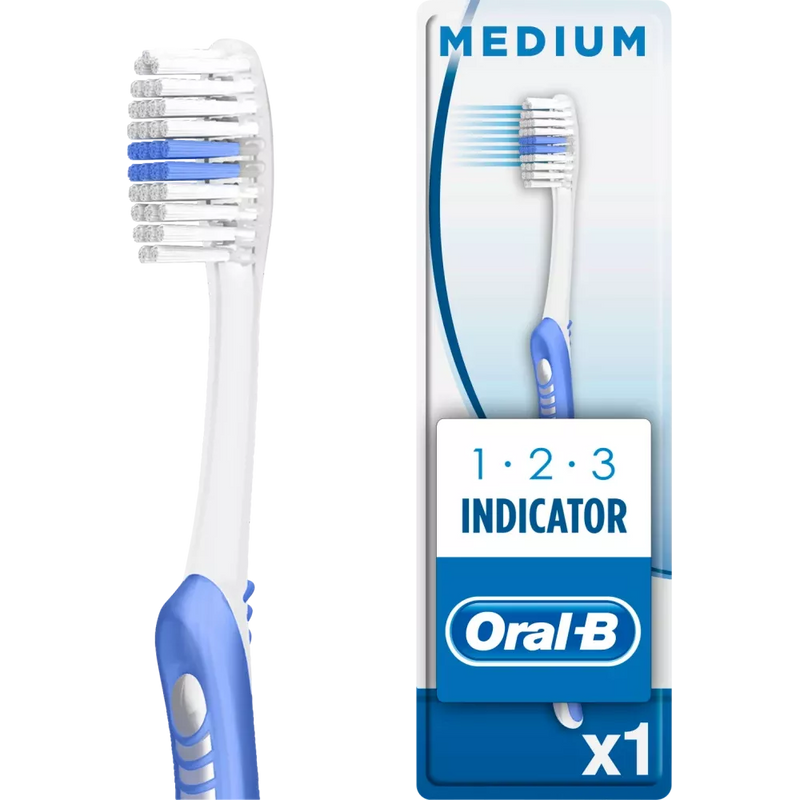 Oral-B Tandenborstel 1-2-3 Indicator met korte kop medium, 1 st.