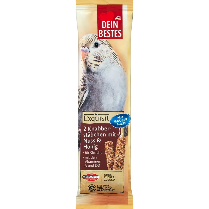 Dein Bestes Snack voor vogels, Exquisite, Knabbelsticks met noot, honing en rui functie, 70 g