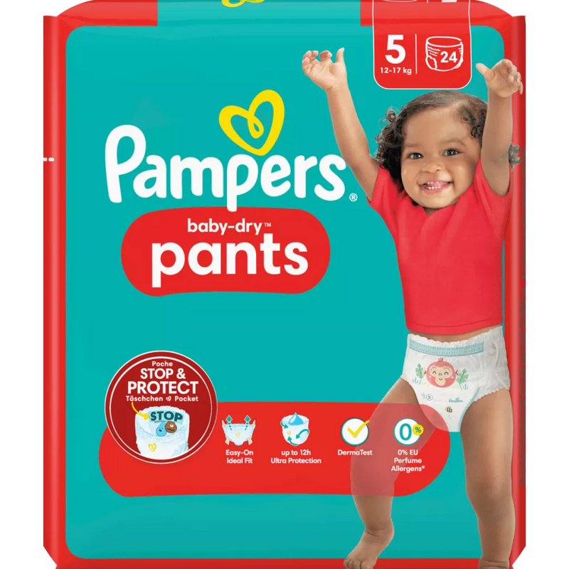 Pampers Babybroekjes Baby Dry Gr.5 Junior (12-17 kg), 24 stuks.