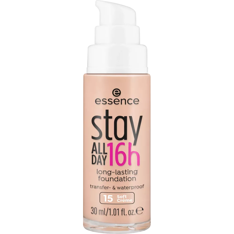 essence cosmetics Make-up stay ALL DAY 16h long-lasting Foundation Soft Creme 15, 30 ml