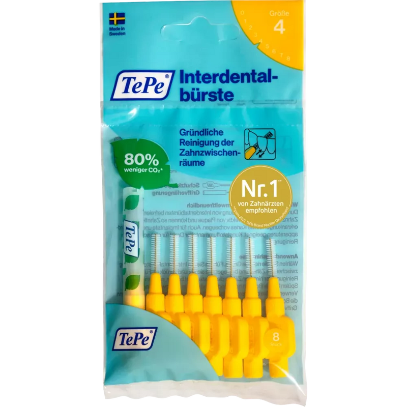 TePe Interdentale ragers geel 0.7mm ISO 4, 8 stuks.