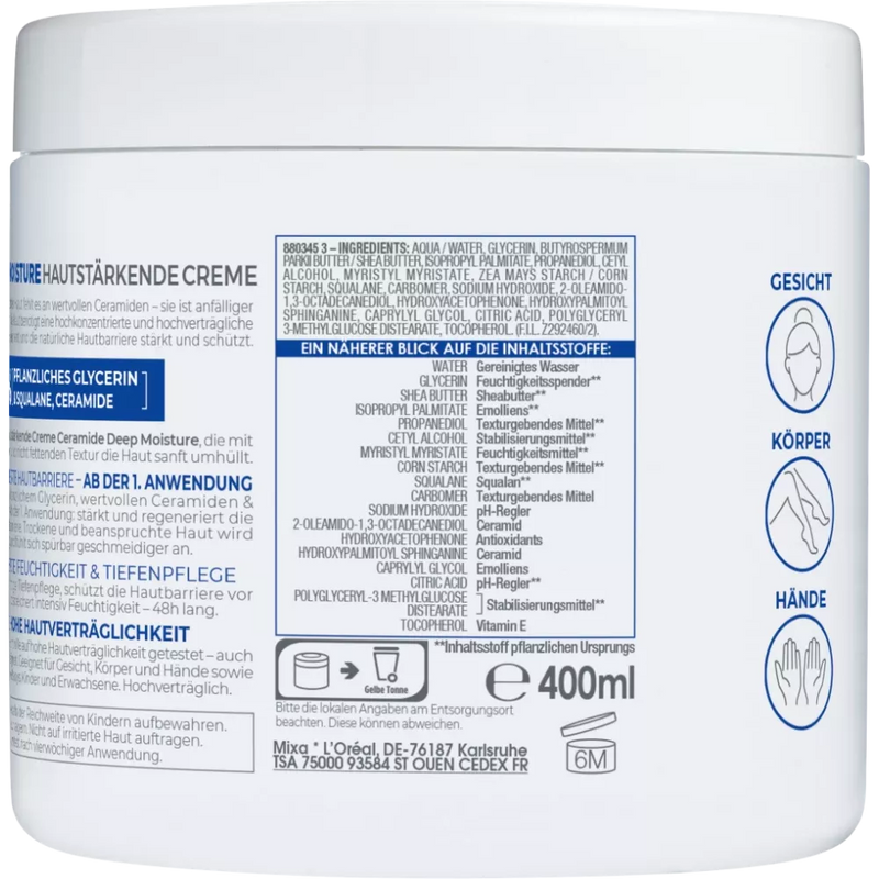 Mixa Care Cream Ceramide Deep Moisture, 400 ml