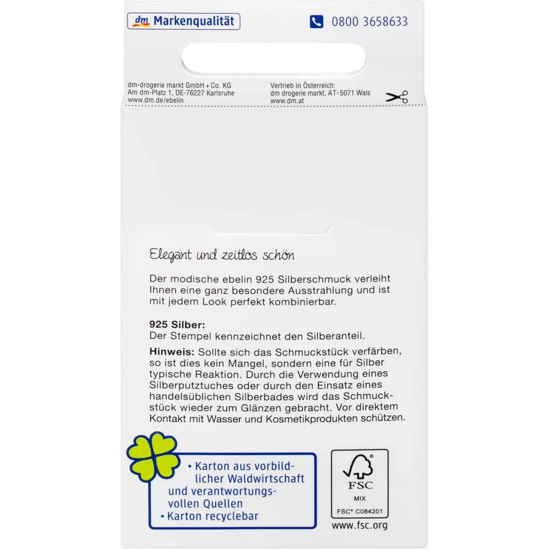 ebelin Clous d'oreilles boule avec strass argent 925, 2 pièces.