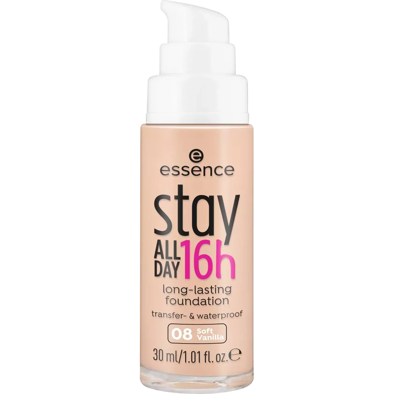 essence cosmetics Make-up stay ALL DAY 16h fond de teint longue tenue Soft Vanilla 08, 30 ml