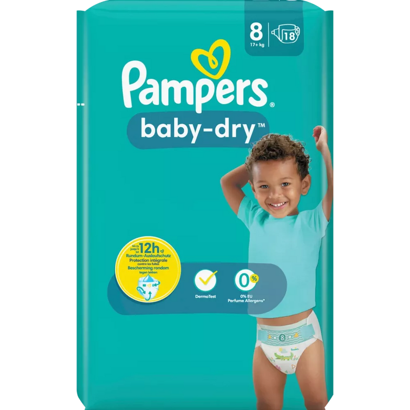 Pampers Luiers Baby Dry Gr.8 Extra Large (17+ kg), 18 stuks.