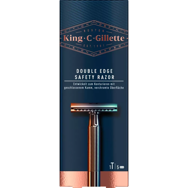 King C. Gillette Rechte scheermesjes, dubbele rand, 5 stuks