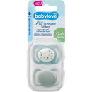Sucette en silicone babylove Air, anatomique, verte/grise, taille 1, 0-6 mois, 2 pièces.