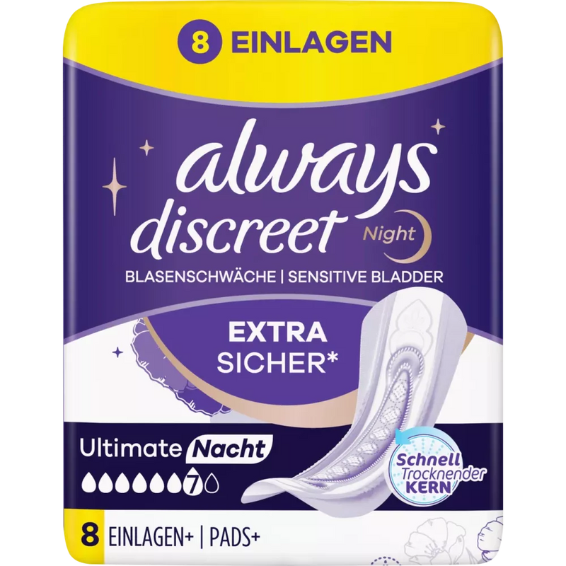 always Hygiene pads blaaszwakte Discreet Ultimate night, 8 stuks