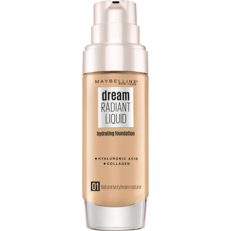 Maybelline New York Foundation Dream Radiant Liquid 01 Natuurlijk Ivoor, 30 ml