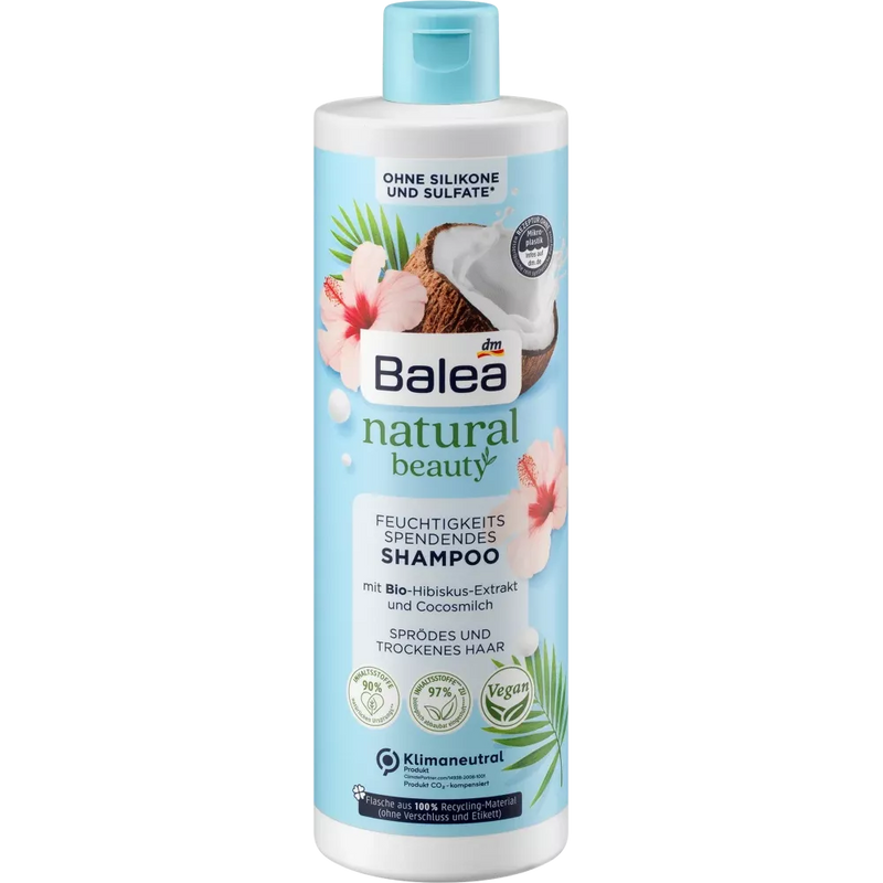 Balea Shampoo Natural Beauty Biologisch Hibiscusextract en kokosmelk, 400 ml