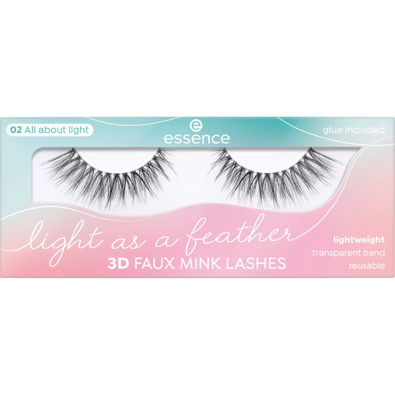 essence Kunstmatige wimpers Light As A Feather 3D Faux Mink Lashes 02 All About Light (1 paar), 2 stuks.