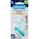 babylove Sucette night silicone, bleu/turquoise, taille 1, 0-6 mois, 2 pièces.