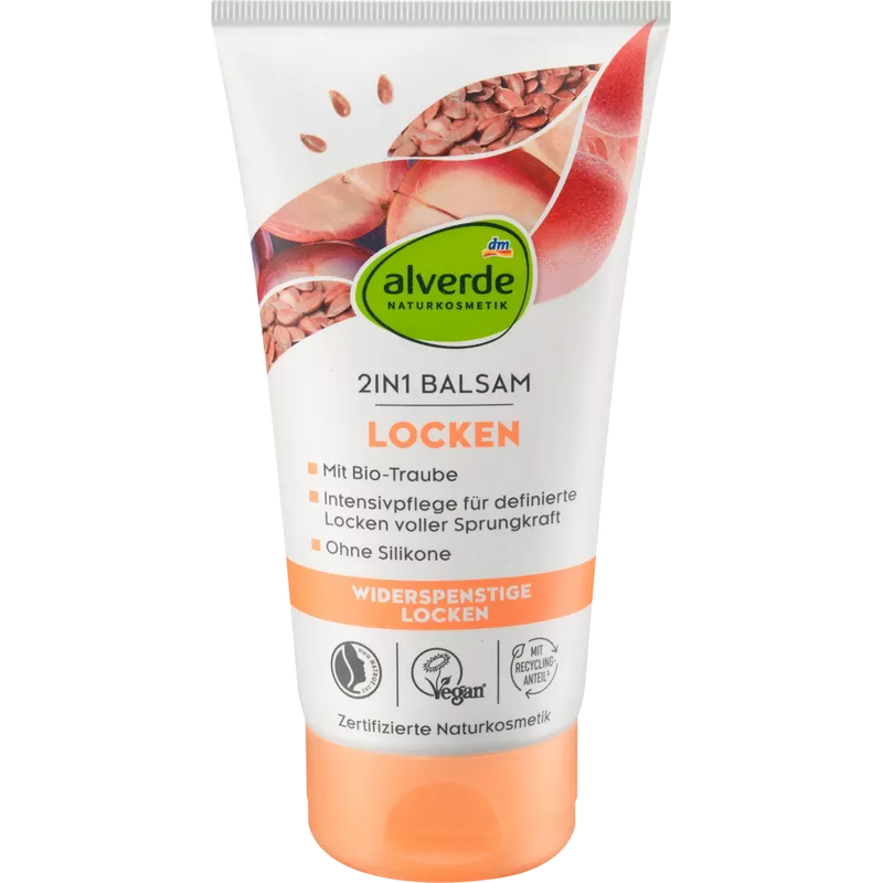 alverde NATURKOSMETIK 2 in 1 Balsem Krullen Biologisch Lijnzaad, Biologische Druif, 150 ml