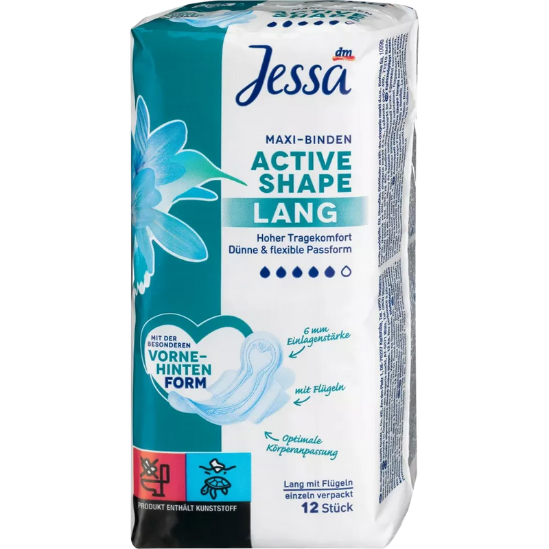 Jessa Maxi-pads Active Shape Lang, 12 stuks.