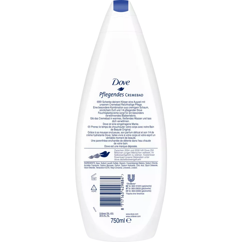 Dove Indulging Cream Verzorgende Badcrème, 750 ml