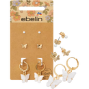 ebelin Combinaison de clous d'oreilles aspect doré avec papillons, 6 pièces.