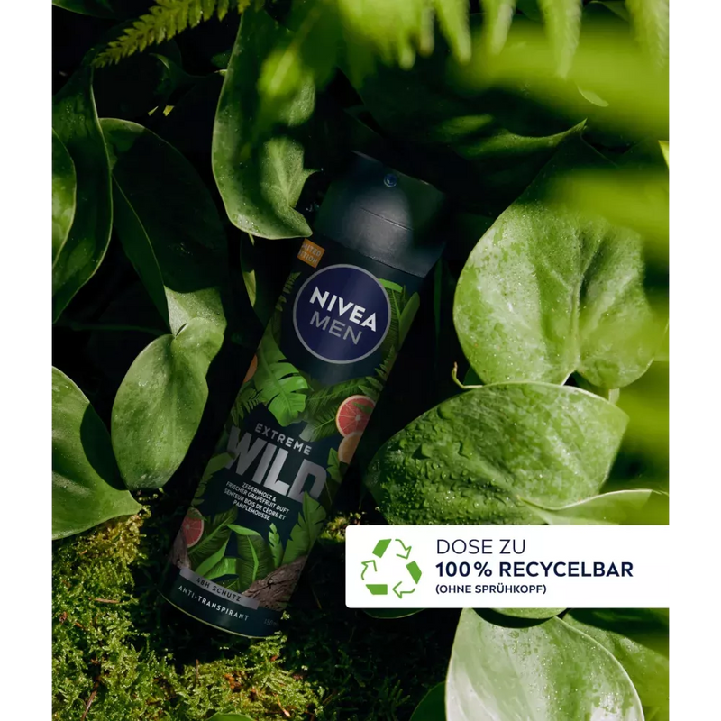 NIVEA MEN Deodorant Spray Antiperspirant Extreem Wild Cederhout & Grapefruit, 150 ml