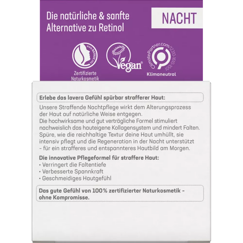 Lavera Nachtcrème Verstevigende Drievoudige Hyaluron & Bakuchiol, 50 ml